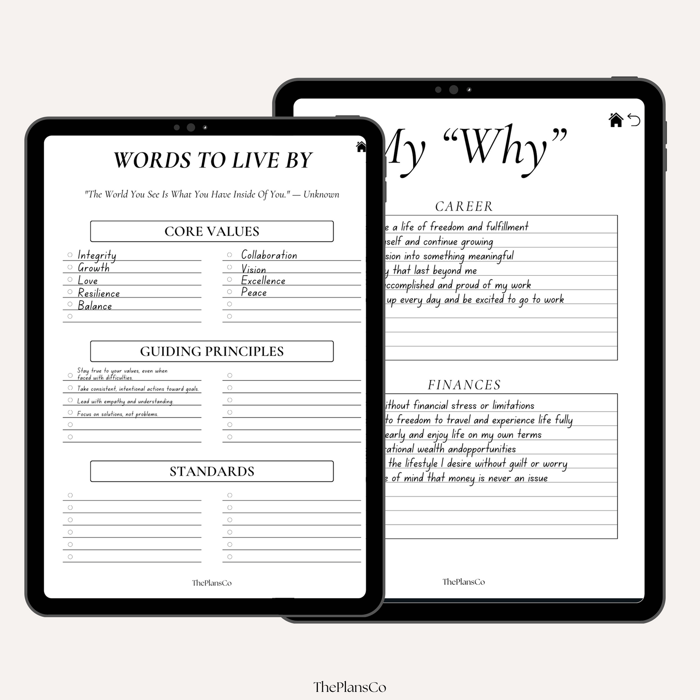 A goal-setting planner designed for intentional living, featuring a vision board journal, productivity planner, and undated life organizer. Includes a habit tracker notebook, mindset and reflection journal, and daily intention planner to help build positive routines. Perfect as a quarterly goal planner, motivational life planner, or self-improvement tool, with sections for success tracking and personal growth. Ideal for those seeking a goal-tracking notebook, weekly and quarterly reflection planner, or life