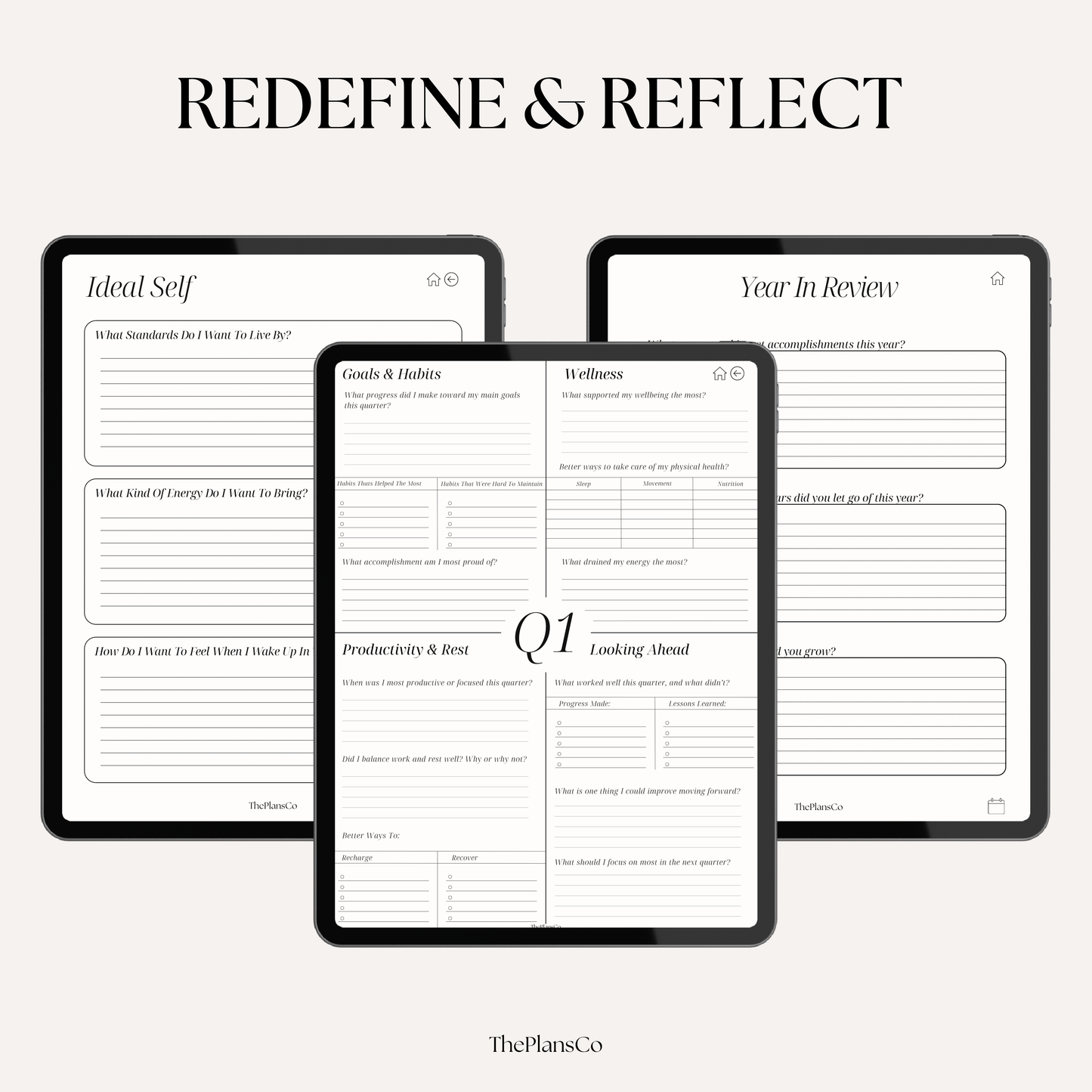 Motivational digital planner, GoodNotes planner, iPad digital planner, aesthetic digital planner, hyperlinked planner, weekly planner digital, daily digital planner, minimalist planner, productivity planner; digital life planner, time blocking planner, planner for iPad, goal setting planner, wellness planner digital, undated planner