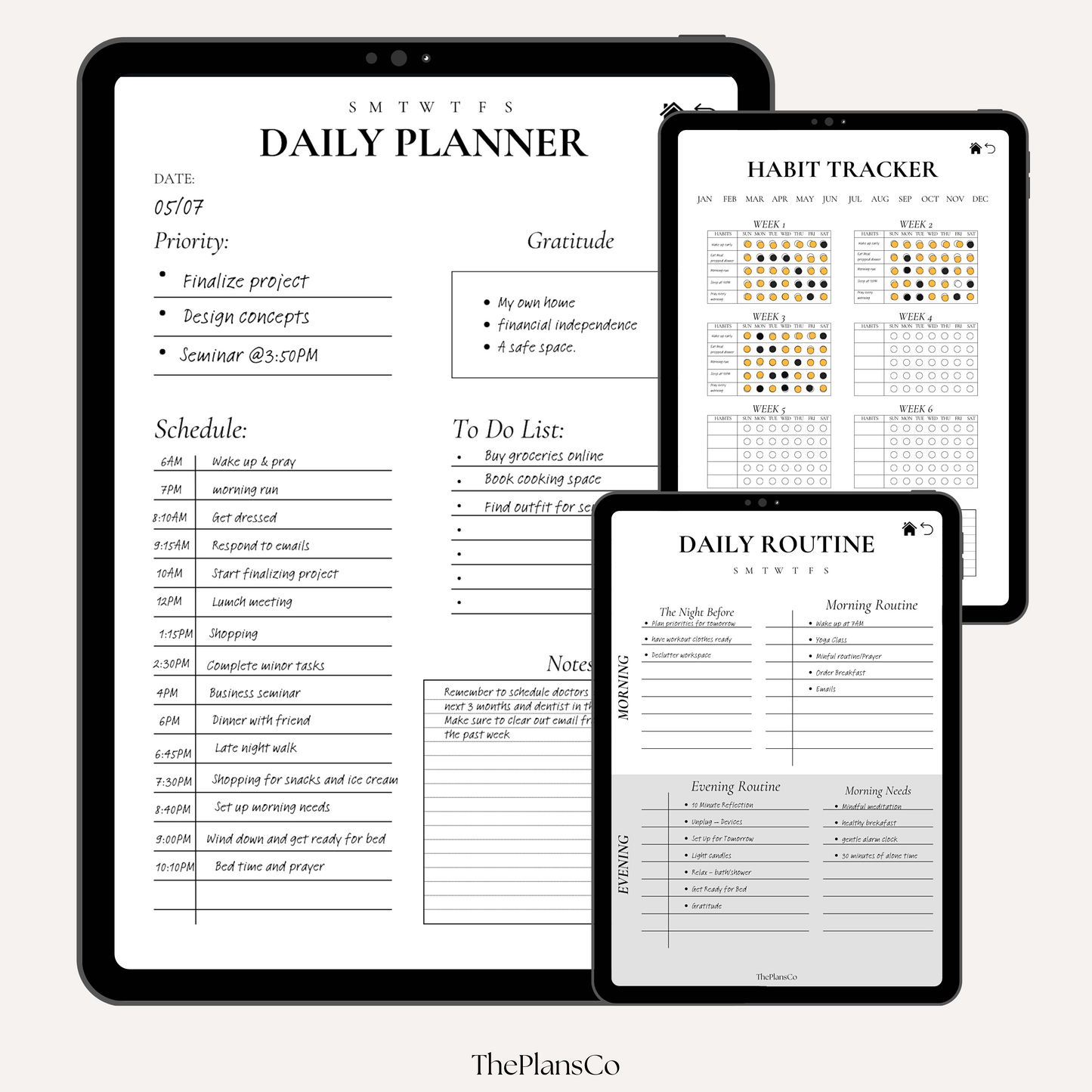 Boost your productivity and create your dream lifestyle with this 12-week planner, designed to help you stay on track, set actionable goals, and maintain focus. This goal-setting planner features daily, weekly, and monthly planning pages, task management tools, habit trackers, motivational quotes, and daily reflection sections to keep you inspired and organized. With a motivation tracker and intentional journal prompts, you’ll stay motivated and disciplined while building effective routines. Whether you’re 