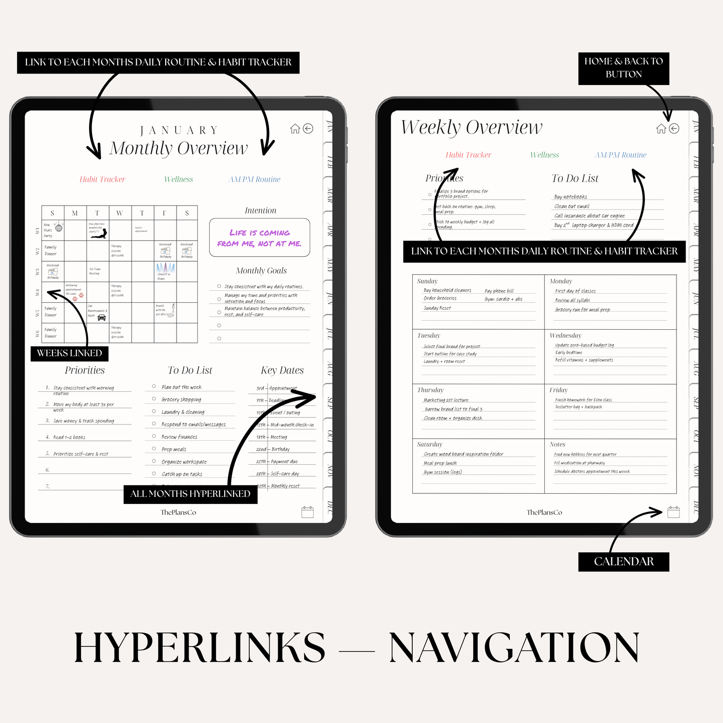 Motivational digital planner, GoodNotes planner, iPad digital planner, aesthetic digital planner, hyperlinked planner, weekly planner digital, daily digital planner, minimalist planner, productivity planner; digital life planner, time blocking planner, planner for iPad, goal setting planner, wellness planner digital, undated planner