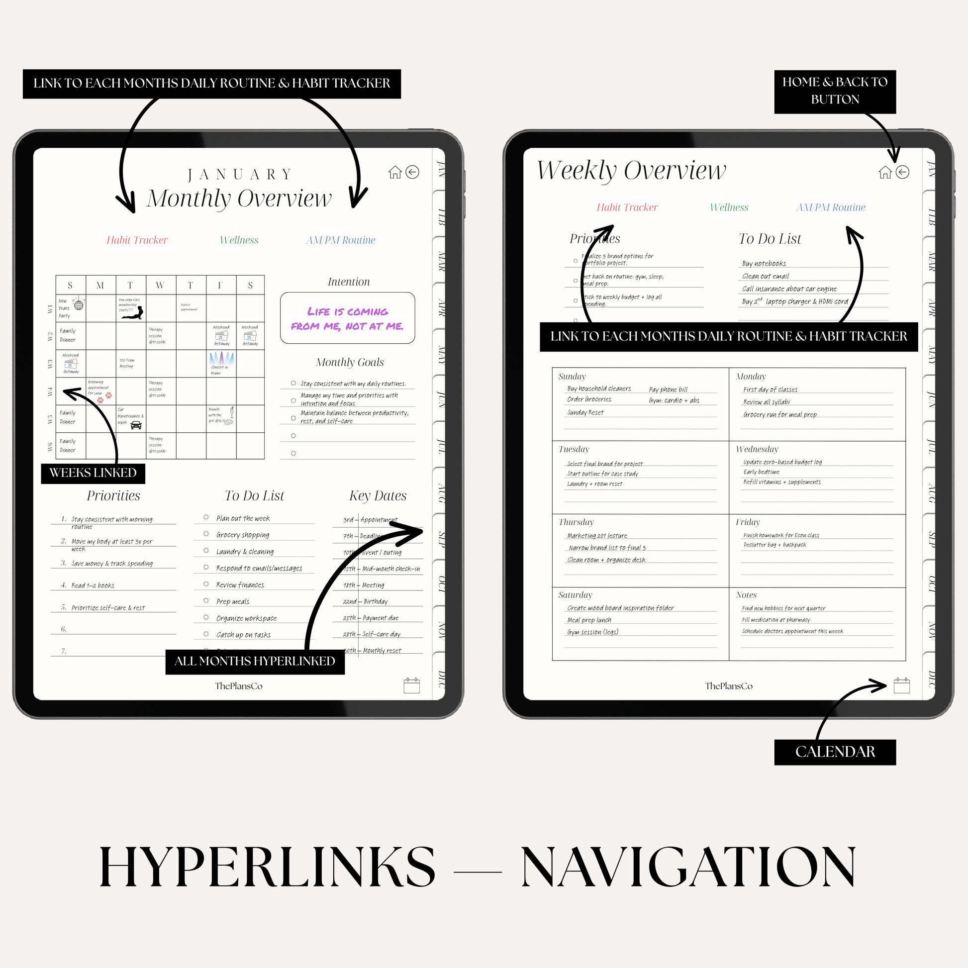 Motivational digital planner, GoodNotes planner, iPad digital planner, aesthetic digital planner, hyperlinked planner, weekly planner digital, daily digital planner, minimalist planner, productivity planner; digital life planner, time blocking planner, planner for iPad, goal setting planner, wellness planner digital, undated planner