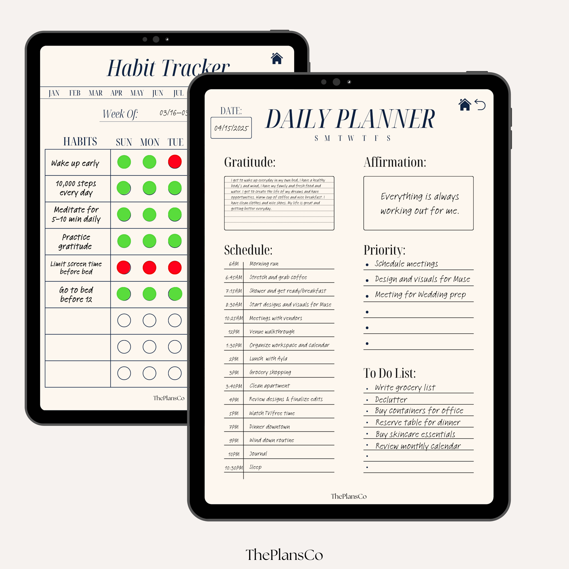 Digital New Year Productivity Goal-Setting Planner designed for organization and success in 2025, featuring minimalist layouts with daily, weekly, and monthly templates. This downloadable PDF is perfect for tracking and achieving goals, habit building, and personal growth. Compatible with GoodNotes and other digital apps, it includes customizable layouts, motivational pages, and tools for planning New Year resolutions with ease. Ideal for individuals seeking an aesthetic and functional planner to stay produ