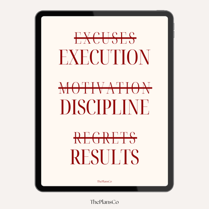 No Excuses 2026 Productivity Planner