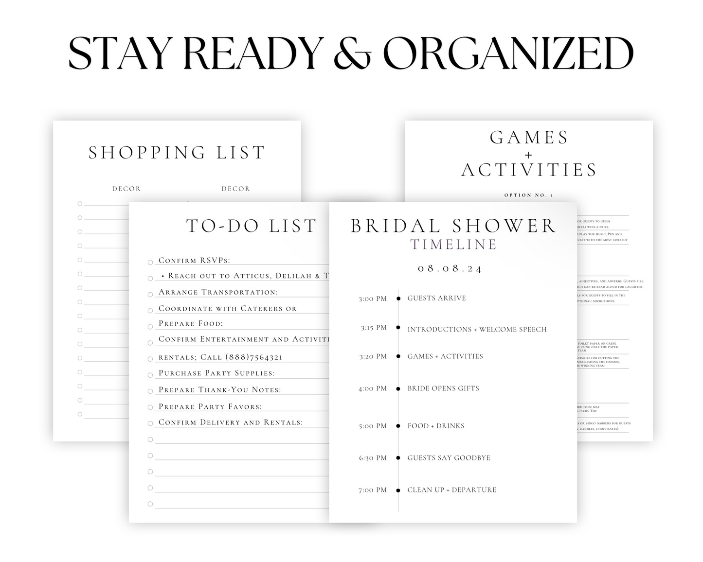 Bridal shower planner, bridal shower organizer, bridal shower planning book, bridal shower tips, bridal shower planning checklist, bridal shower planning template, bridal shower planner & timeline, editable template, printable template, printable planner, planning spreadsheet, digital wedding organizer, digital bridal shower planner and organizer 