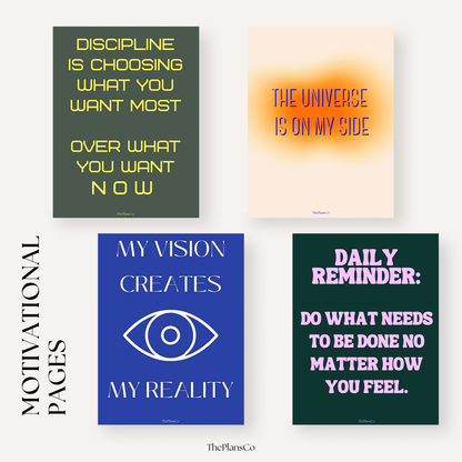 Motivational digital planner, GoodNotes planner, iPad digital planner, aesthetic digital planner, hyperlinked planner, weekly planner digital, daily digital planner, minimalist planner, productivity planner; digital life planner, time blocking planner, planner for iPad, goal setting planner, wellness planner digital, undated planner
